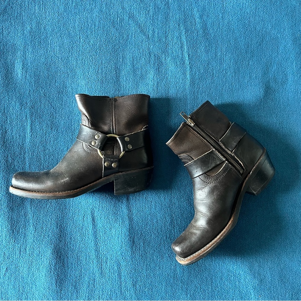 Frye Leather Short Boots with Harness